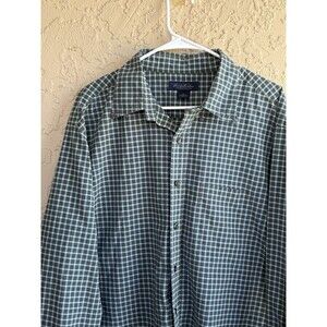 Brooks Brothers Green Grayish Check White Plaid Size XL Men Cotton Pocket shirt